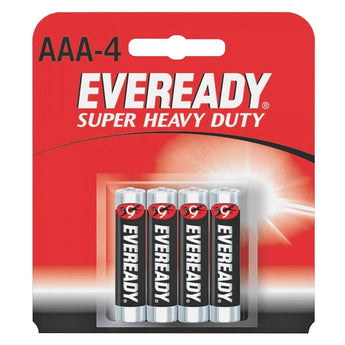 Energizer Eveready Super Heavy Duty 1212-SW-4 AAA 540mAh 1.5V Zinc Carbon Button Top Batteries - 4 Piece Retail Card