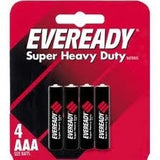Energizer Eveready Super Heavy Duty 1212-SW-4 AAA 540mAh 1.5V Zinc Carbon Button Top Batteries - 4 Piece Retail Card