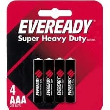 Energizer Eveready Super Heavy Duty 1212-SW-4 AAA 540mAh 1.5V Zinc Carbon Button Top Batteries - 4 Piece Retail Card