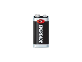 Eveready Super Heavy Duty 1222 9V 400mAh Zinc Carbon Battery with Snap Connector Vertical Front View