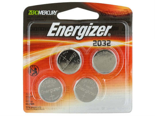 Energizer ECR2032-BP-4 240mAh 3V Lithium Primary (LiMNO2) Coin Cell Battery - 4 Piece Blister Pack