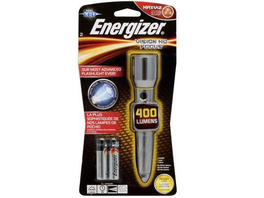Energizer Vision HD Focus Metal LED Flashlight - 400 Lumens - Includes 2 x AA - EMPZH21E