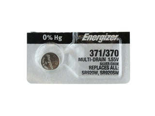 Energizer 371/370 Battery - Front View of Single Tear Strip