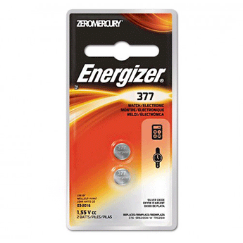 Energizer 1.5V 377 Silver Oxide Button Cell Battery - 2 Count Blister Pack - Zero Mercury (377BPZ-2)