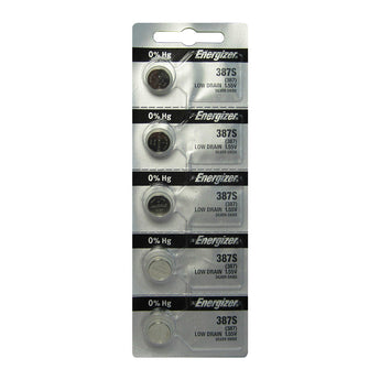 Energizer 387S 63mAh 1.55V Silver Oxide (Zn/Ag2O) Coin Cell Battery - 1 Piece Tear Strip, Sold Individually