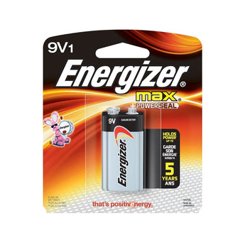 Energizer Max 522-BP 9V Alkaline Battery with Snap Connector - 1 Piece Retail Card