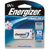 Energizer Ultimate L522-BP-1 9V Lithium Primary (LiMNO2) Battery with Snap Connector - 1 Piece Retail Card