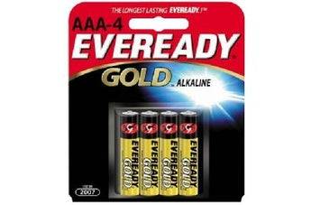 Energizer Eveready Gold A92-BP-4 AAA 1.5V Alkaline Button Top Batteries - 4 Piece Retail Card