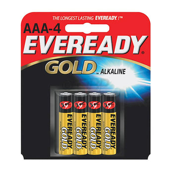 Energizer Eveready Gold A92-BP-4 AAA 1.5V Alkaline Button Top Batteries - 4 Piece Retail Card