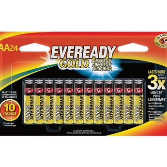 Energizer Eveready Gold A92-BP-24 AAA 1.5V Alkaline Button Top Batteries - 24 Piece Retail Card