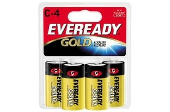 Energizer Eveready Gold A93-BP-4 C-cell 1.5V Alkaline Button Top Batteries - 4 Piece Retail Card