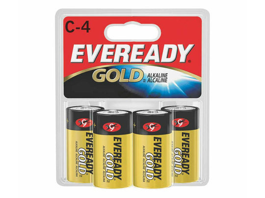 Energizer Eveready Gold A93-BP-4 C-cell 1.5V Alkaline Button Top Batteries - 4 Piece Retail Card
