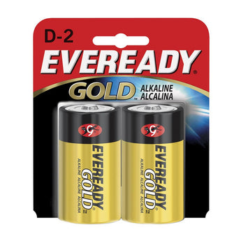 Energizer Eveready Gold A95-BP-2 D-cell 1.5V Alkaline Button Top Batteries - 2 Piece Retail Card