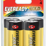 Energizer Eveready Gold A95-BP-4 D-cell 1.5V Alkaline Button Top Batteries - 4 Piece Retail Card