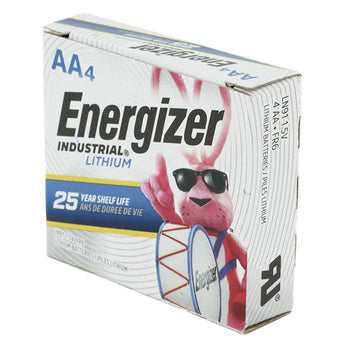 Energizer Industrial Lithium LN91 AA 3000mAh 1.5V High Energy 5A Lithium (LiFeS2) Button Top Battery - 4 Pack Box