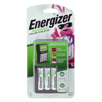 Energizer 4 Bay Value Charger for AA or AAA NiMH Batteries - Includes 4 x AA NiMH Batteries (CHVCMWB-4)