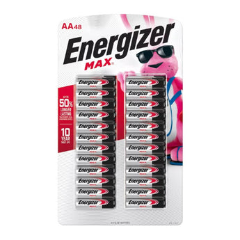 Energizer Max E91TP2-24 AA 1.5V Alkaline Button Top Batteries - 48 Piece Retail Card