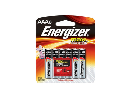Energizer Max E92 Alkaline AAA 6 Pack - Blister Pack