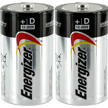 Energizer Max E95 (2SHK) D 1.5V Alkaline Button Top Batteries - 2 Pack Shrink Wrap