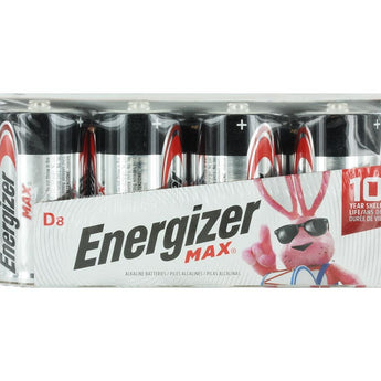 Energizer Max E95-FP-8 D Alkaline Button Top Battery - 8 Piece Family Pack