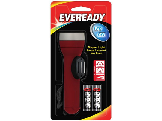 Energizer EVLLM21S Flashlight with Magnetic Side Mount - Bright White LED - 12 Lumens - Includes 2 x Aas
