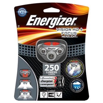 Energizer Vision HD+ Focus LED Headlamp - 400 Lumens (HDD32E), or 315 Lumens with Industrial Strap for Hardhats (HDDIN32E) - Includes 3 x AAAs
