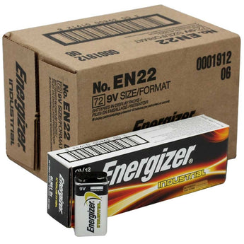 Energizer Industrial EN22 (12PK) 9V Alkaline Batteries with Snap Connector - Box of 12