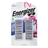 Energizer Ultimate L91 AA 3000mAh 1.5V High Energy 5A Lithium (LiFeS2) Button Top Batteries - 18 Pack Retail Card