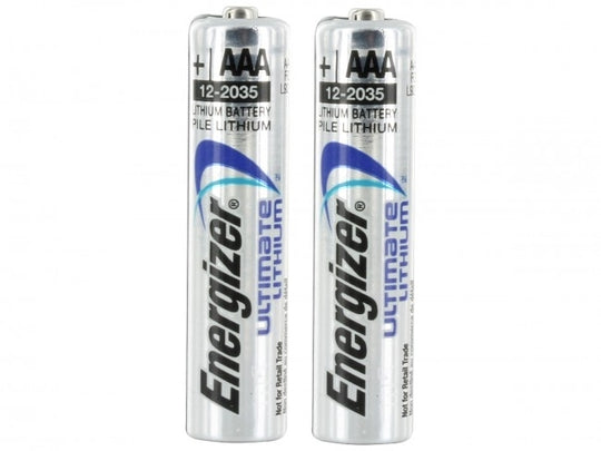 Two Energizer Ultimate L92 AAA 1.5V Lithium Batteries Vertical View
