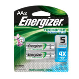 Energizer Recharge NH15-BP-2 AA 2300mAh 1.2V Nickel Metal Hydride (NiMH) Button Top Batteries - 2 Piece Retail Card