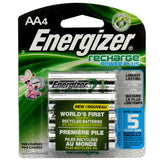 Energizer Recharge NH15-BP-4 AA 2300mAh 1.2V Nickel Metal Hydride (NiMH) Button Top Batteries - 4 Pack Retail Card