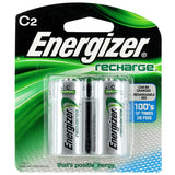 Energizer Recharge NH35-BP-2 C-cell 2500mAh 1.2V Nickel Metal Hydride (NiMH) Button Top Batteries - 2 Piece Retail Card