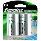 Energizer Recharge NH50-BP-2 D-cell 2500mAh 1.2V Nickel Metal Hydride (NiMH) Button Top Batteries - 2 Piece Retail Card