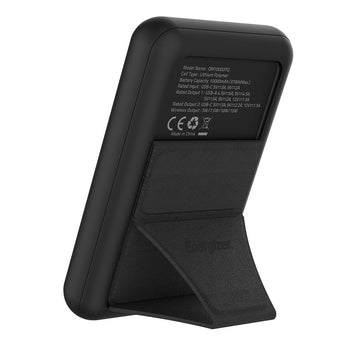 Energizer QM10002PQ 10000mAh Magnetic Wireless Charging Power Bank - Back View of Kick Stand Out