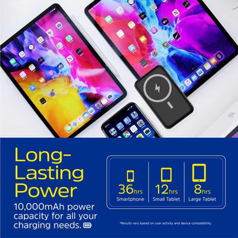 Energizer QM10002PQ 10000mAh Magnetic Wireless Charging Power Bank Informational Slide - Long Lasting Power