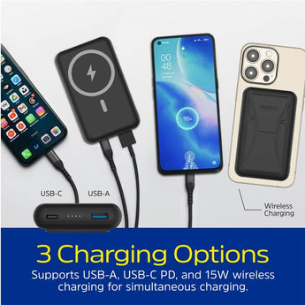 Energizer QM10002PQ 10000mAh Magnetic Wireless Charging Power Bank Informational Slide - 3 Charging Options
