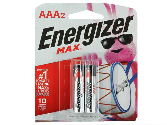 Energizer Max E92 Alkaline AAA 2 Pack - Blister Pack 