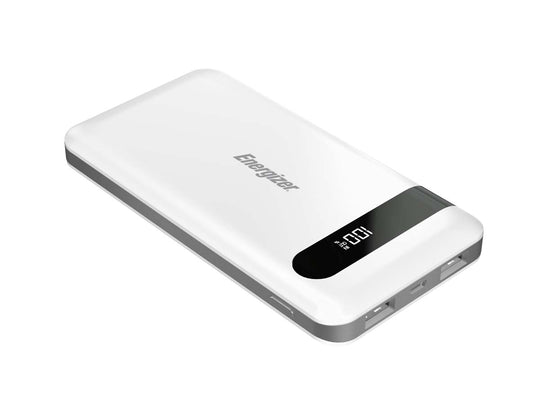 Energizer 5V 2.4A 10000mAh Power Bank Charger with LCD Screen (UE10036) - White