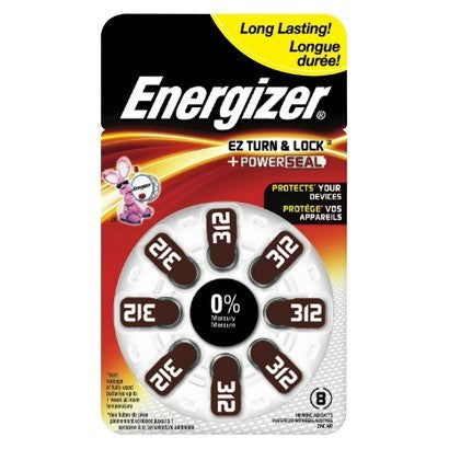 Energizer 312 Hearing Aid Battery Zinc Air 8-Pack - AZ312DP-8