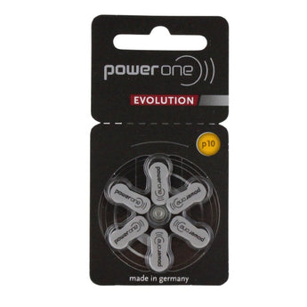 PowerOne Evolution P10 (6PK) Size 10 1.45V Zinc Air Yellow Hearing Aid Batteries - 6 Pack Retail Card