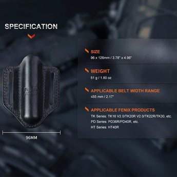 Fenix ALP-20 Open Top Leather Holster for the TK, PD and HT Series Flashlights