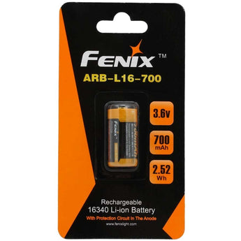 Fenix ARB-L16 16340 700mAh 3.7V Protected Lithium Ion (Li-Ion) Button Top Battery for PD25 and PD22UE Flashlights - Retail Packaging