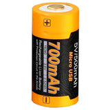 Fenix ARB-L16-700UP High Discharge 16340 700mAh 3.6V Lithium Ion (Li-ion) Button Top Battery with Micro USB Charging Port - Retail Card