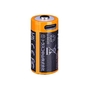 Fenix ARB-L16-800UP High Discharge 16340 800mAh 3.6V Lithium Ion (Li-ion) Button Top Battery with USB-C Charging Port - Retail Card