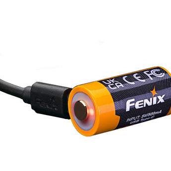 Fenix ARB-L16-800UP High Discharge 16340 800mAh 3.6V Lithium Ion (Li-ion) Button Top Battery with USB-C Charging Port - Retail Card