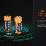 Fenix ARB-L16-800UP High Discharge 16340 800mAh 3.6V Lithium Ion (Li-ion) Button Top Battery with USB-C Charging Port - Retail Card