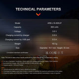 Fenix ARB-L16-800UP High Discharge 16340 800mAh 3.6V Lithium Ion (Li-ion) Button Top Battery with USB-C Charging Port - Retail Card