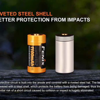 Fenix ARB-L18-1100 18350 1100mAh 3.6V Protected Lithium Ion (Li-ion) Button Top Battery