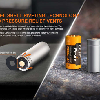 Fenix ARB-L18-1600 18350 1600mAh 3.6V Protected Lithium Ion (Li-ion) Button Top Battery