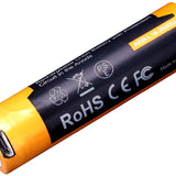 Fenix ARB-L18U 18650 2600mAh 3.6V Protected Lithium Ion (Li-ion) Button Top Battery with Micro USB Charging Port - Clam Shell